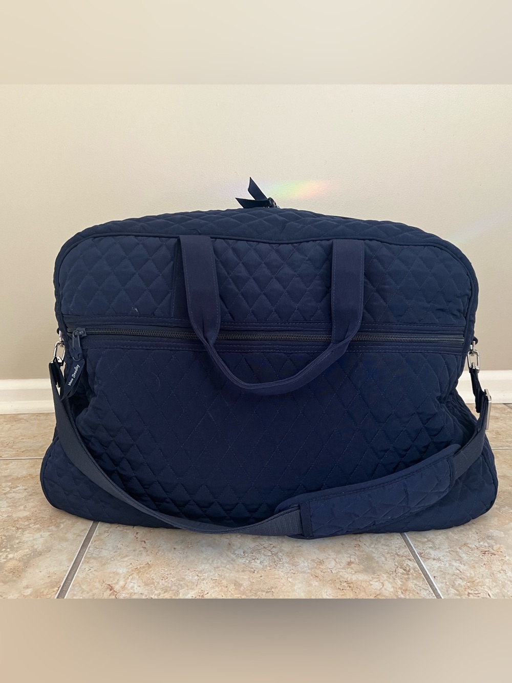 Vera Bradley Navy Quilted Large Weekender Duffel Bag